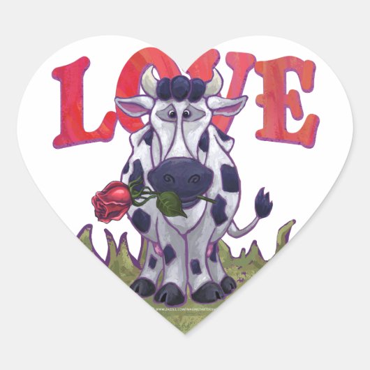 Sticker Cœur Saint Valentin de la vache (Devant)