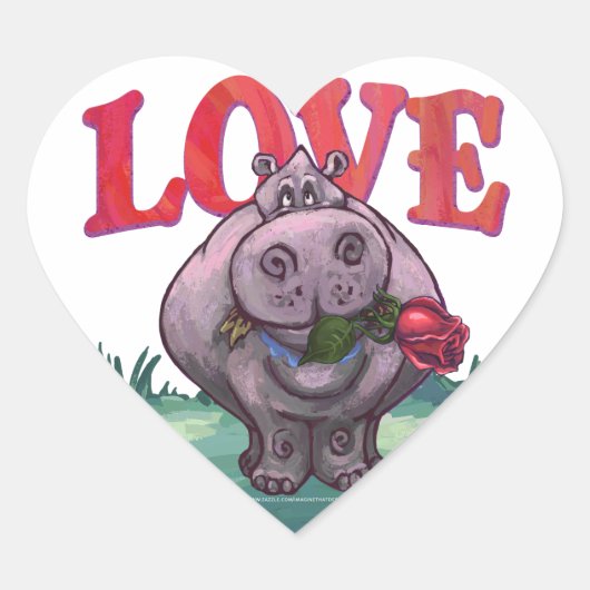 Sticker Cœur Saint-Valentin Hippopotame (Devant)