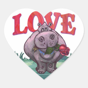 Sticker Cœur Saint-Valentin Hippopotame