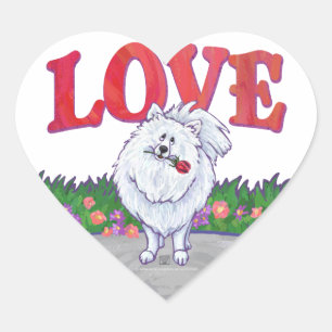 Sticker Cœur Saint Valentin Poméranie Blanche