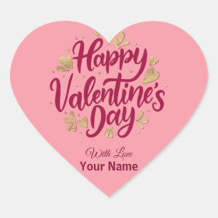 Sticker Cœur Saint-Valentin romantique Cœur bordeaux et or