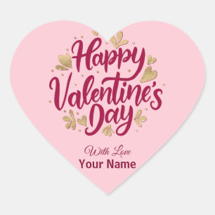 Sticker Cœur Saint-Valentin romantique   Cœur bordeaux et or