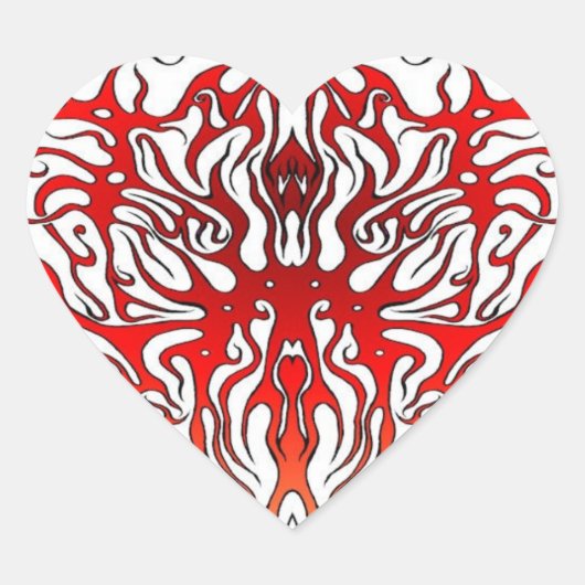 Sticker Cœur Saint-Valentin Tatouage Tribal des Coeurs rouges (Devant)