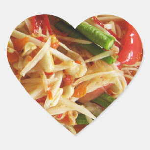 Sticker Cœur Salade de Papaya épicé [Som Tam] ... Thai Lao Food