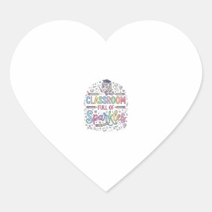 Sticker Cœur Salle de classe licorne pleine de paillettes Merch