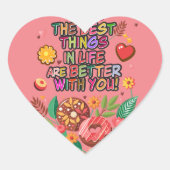 Sticker Cœur Salle de classe Saint-Valentin Boho Donuts et fleu (Devant)