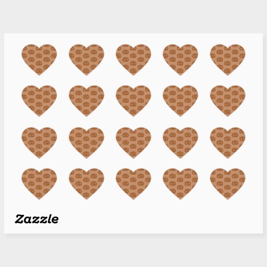 Sticker Cœur Salty Pretzels Lovers Food Bakers Loop Shape (Feuille)