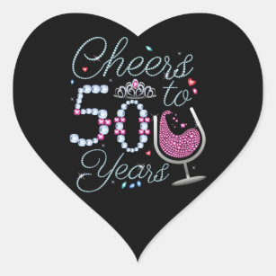 Sticker Cœur Salutations à 50 ans 50e Anniversaire Coeur Stick