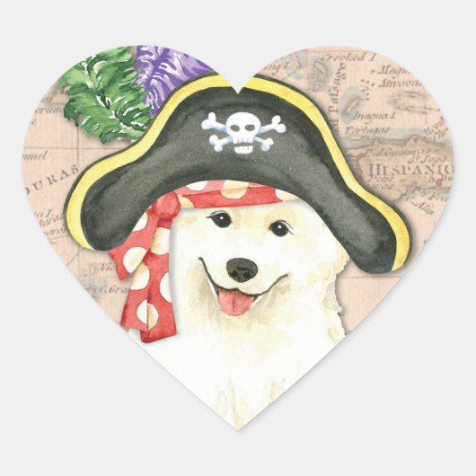 Sticker Cœur Samoyed Pirate (Devant)
