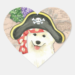 Sticker Cœur Samoyed Pirate