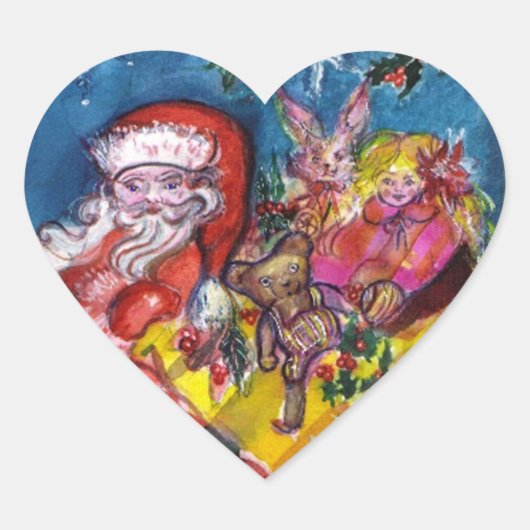 Sticker Cœur SANTA CLAUS AVEC CADEAUX Coeur (Devant)