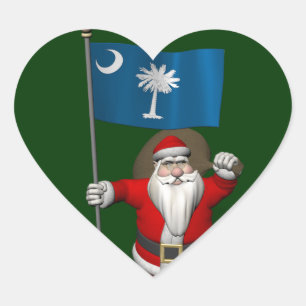 Sticker Cœur Santa Claus Avec L'Ensigne De Caroline Du Sud