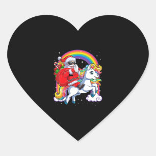 Sticker Cœur Santa Claus équitation Unicorn Funny Noël