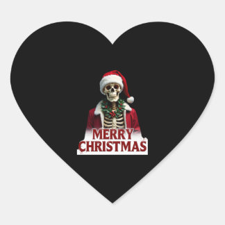 Sticker Cœur Santa Claus Skeleton Outfit Skull Funny Christmas 