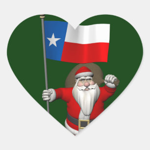Sticker Cœur Santa Claus with Ensign Of Texas