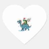 Sticker Cœur Santa Turtle Riding T-Rex Reindeer Christmas Light (Devant)