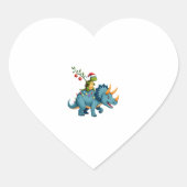 Sticker Cœur Santa Turtle Riding T-Rex Reindeer Christmas Light (Devant)