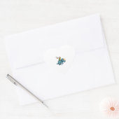 Sticker Cœur Santa Turtle Riding T-Rex Reindeer Christmas Light (Enveloppe)