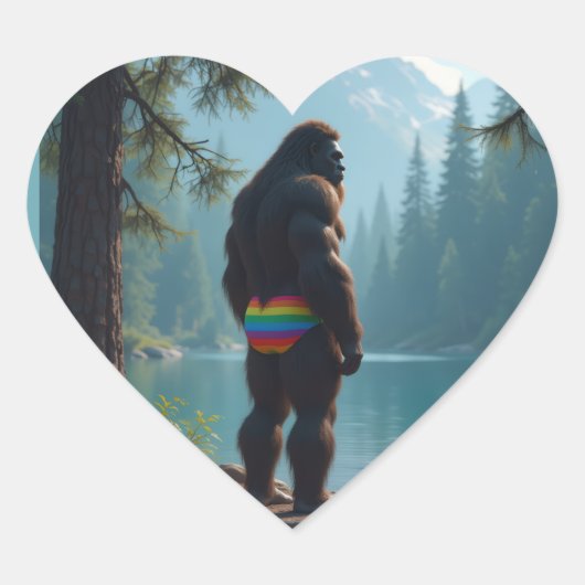 Sticker Cœur Sasquatch en fleurs (Devant)
