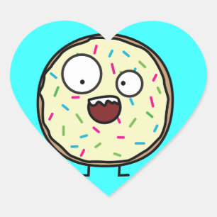Sticker Cœur Saupoudrer la beigne de vanille glaçante dessert s