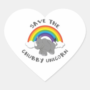 Sticker Cœur Sauvez Le Chubby Unicorn Rhino
