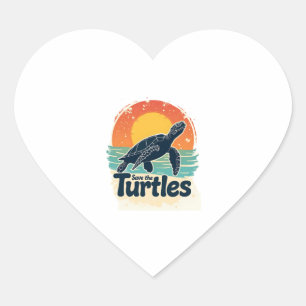Sticker Cœur Sauvez Les Tortues Droits Animaux Tortues Sea Turt