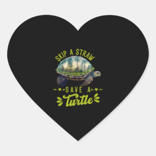 Sticker Cœur Sauvez les tortues Protection De l'environnement O