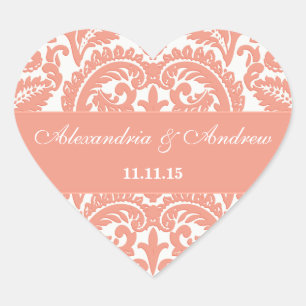Sticker Cœur Sceau de mariage à coeur en damas victorien vintag