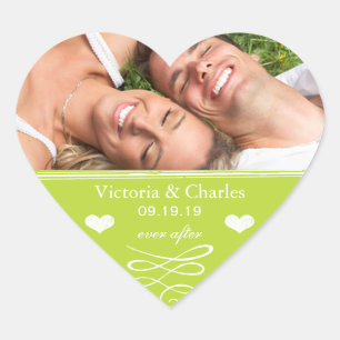 Sticker Cœur Sceau de mariage à la craie vert lime pour Save th