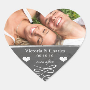 Sticker Cœur Sceau de mariage à tableau noir Ever After
