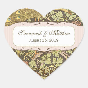 Sticker Cœur Sceau de mariage Art Nouveau en forme de coeur aux