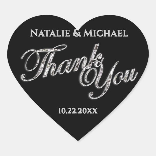 Sticker Cœur Sceau de Parties scintillant Merci (Devant)