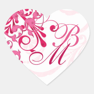 Sticker Cœur Sceau d'enveloppe Abstraite rose et blanche