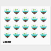 Sticker Cœur Sceau d'enveloppe Brown d'oiseaux turquoise vert (Feuille)