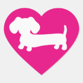 Sticker Cœur Sceau d'enveloppe de l'amant rose Dachshund (Devant)