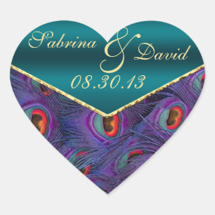 Sticker Cœur Sceau d'enveloppe de prune turquoise