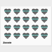Sticker Cœur Sceau d'enveloppe Mariage de Merci Damas turquoise (Feuille)
