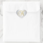 Sticker Cœur Sceau d'enveloppe Mariage pour monogramme d'or d'a (Sac)
