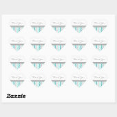 Sticker Cœur Sceau d'enveloppe Mariage turquoise Merci Chevrons (Feuille)