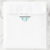 Sticker Cœur Sceau d'enveloppe Mariage turquoise Merci Chevrons (Sac)