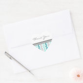 Sticker Cœur Sceau d'enveloppe Mariage turquoise Merci Chevrons (Enveloppe)