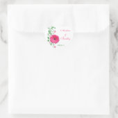Sticker Cœur Sceau d'enveloppe Mariage vert Gerbera rose (Sac)