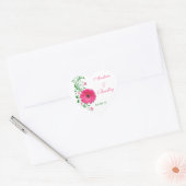 Sticker Cœur Sceau d'enveloppe Mariage vert Gerbera rose (Enveloppe)