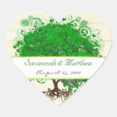 Sticker Cœur Sceau Mariage Emerald Hearald Leaf Tree Barn Wood (Devant)