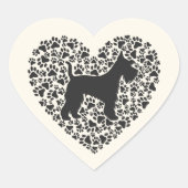 Sticker Cœur Schnauzer Silhouette Heart Paws Print - Dog Lover (Devant)