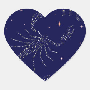 Sticker Cœur scorpio étoiles