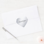 Sticker Cœur Script manuscrit Merci Script Faux Silver (Enveloppe)