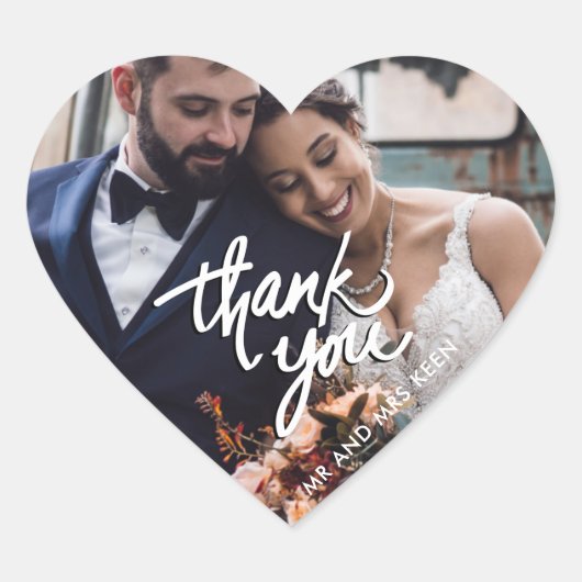 Sticker Cœur Script Mariage Photo Merci Favoriser (Devant)