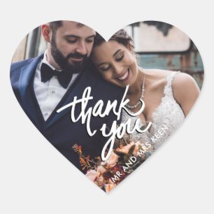 Sticker Cœur Script Mariage Photo Merci Favoriser
