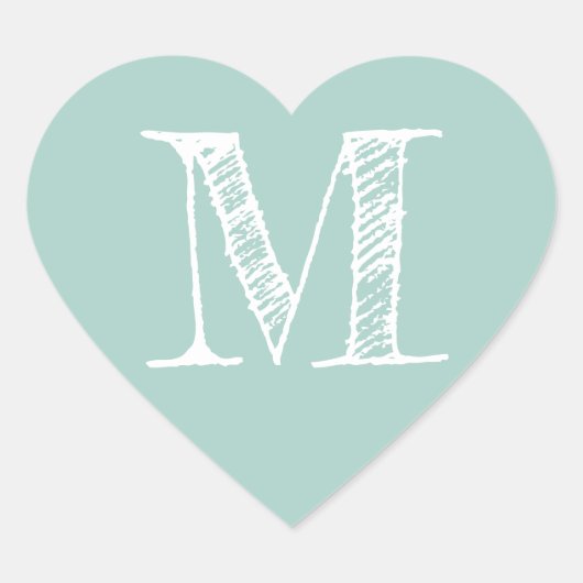 Sticker Cœur Script moderne Monogramme Initial Pastel Blue (Devant)